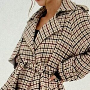 Rumored Notting Hill trench Newbury Plaid Tweed Size M NWT